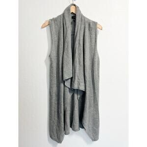 Halogen Cashmere Sweater Knit Vest Sz One Size Gray Draped Classic Sleeveless